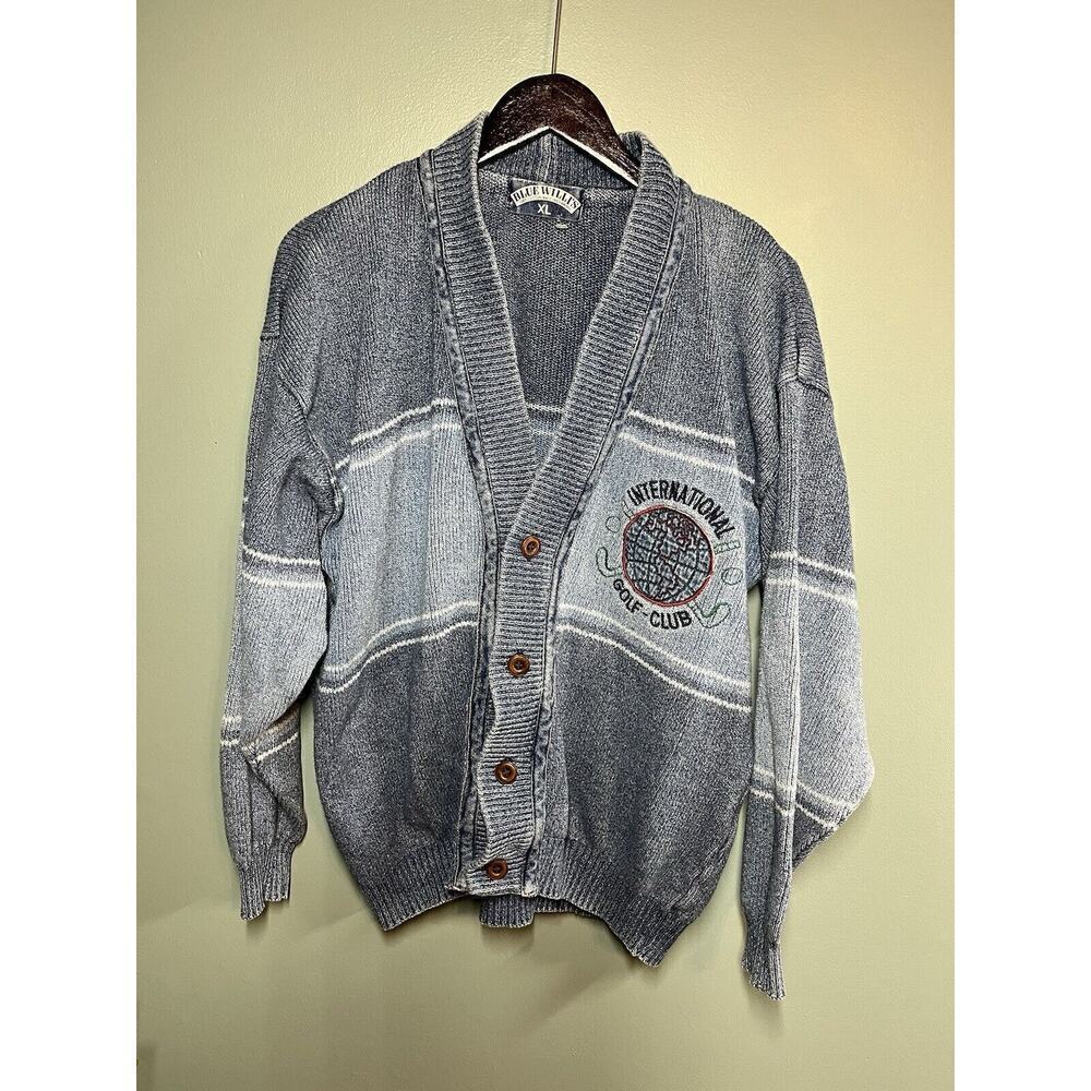 Vintage Blue Willi’s International Golf Club Button Cardigan Sweater XL